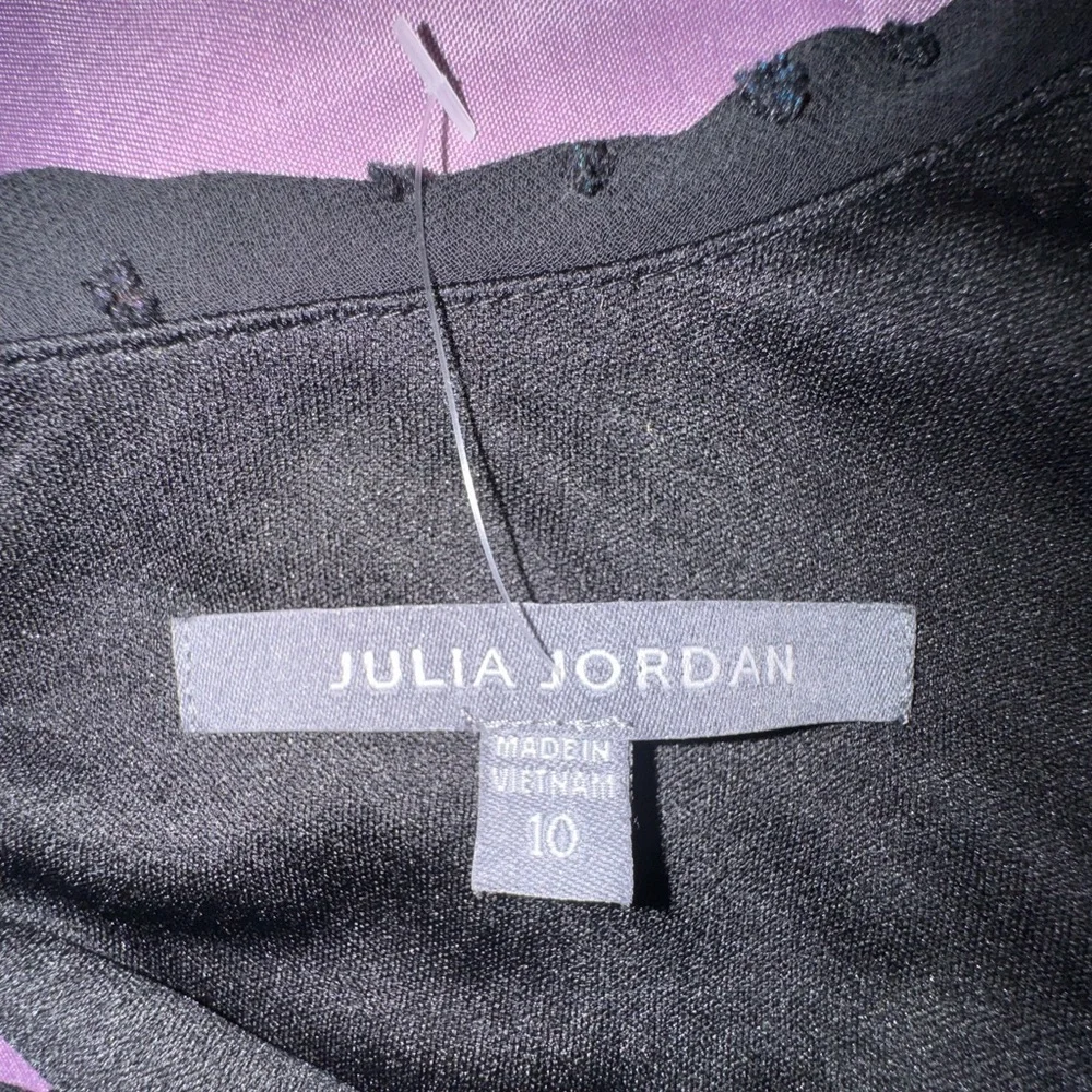 Julia Jordan Black Swiss Dot Faux Wrap Dress – Size 10 – NWOT